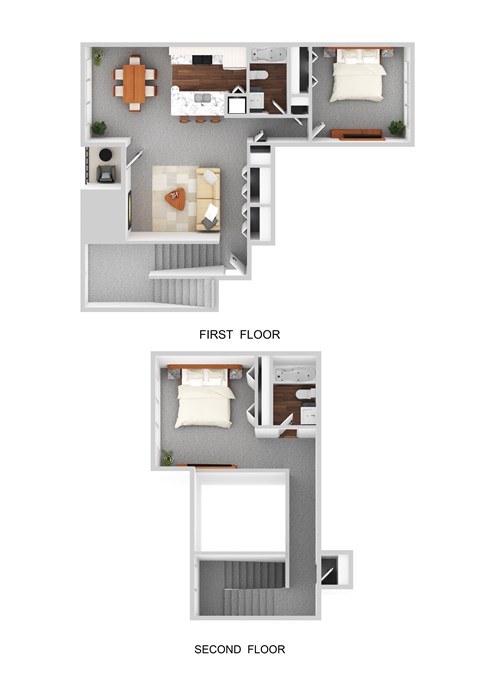 Floor plan for 2 beds, 2 baths, 1200 sqft